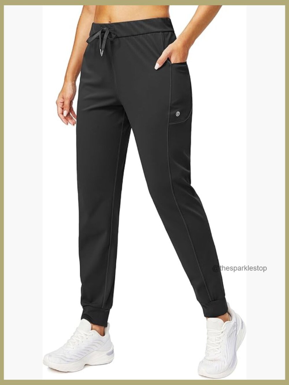 Women's Stretch Joggers with Zip Pockets Tapered Athletic Pants for Workout